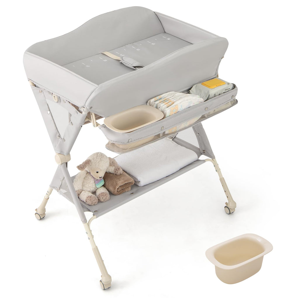 Portable Foldable Baby Changing Table with Wheels S931081
