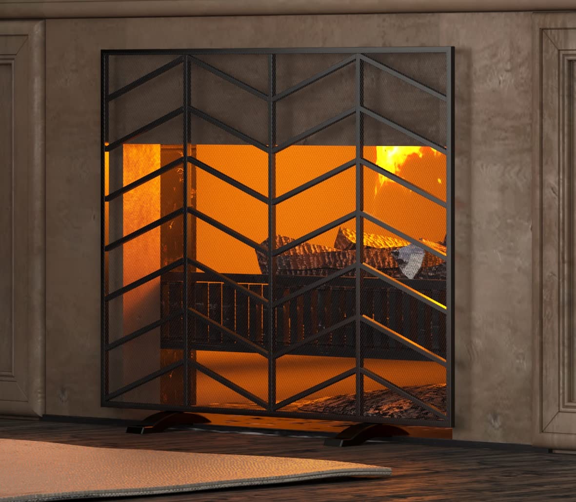 Iron Chevron Fireplace Screen Y584