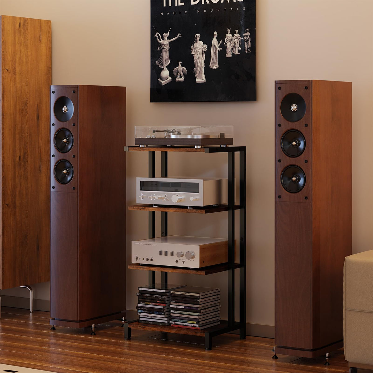4-Tier Wooden AV Media Stand H9145