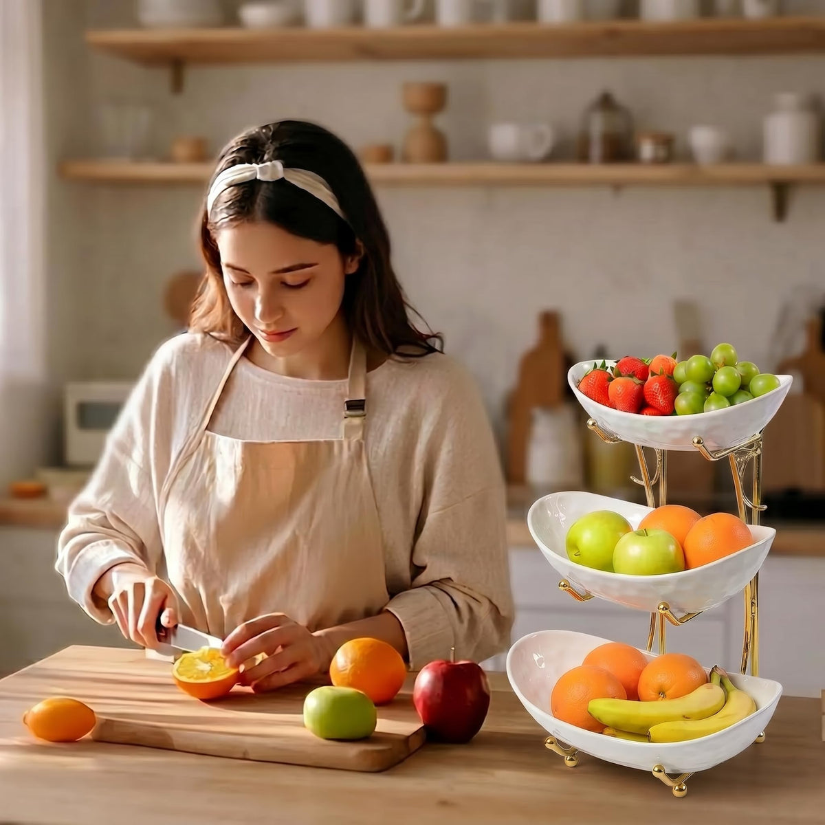 3 Tier Ceramic Fruit Bowl Stand J927208