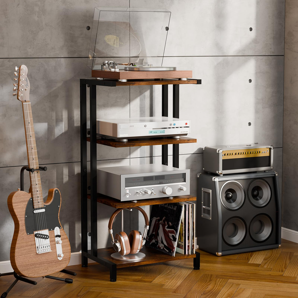 4-Tier Wooden AV Media Stand H9145