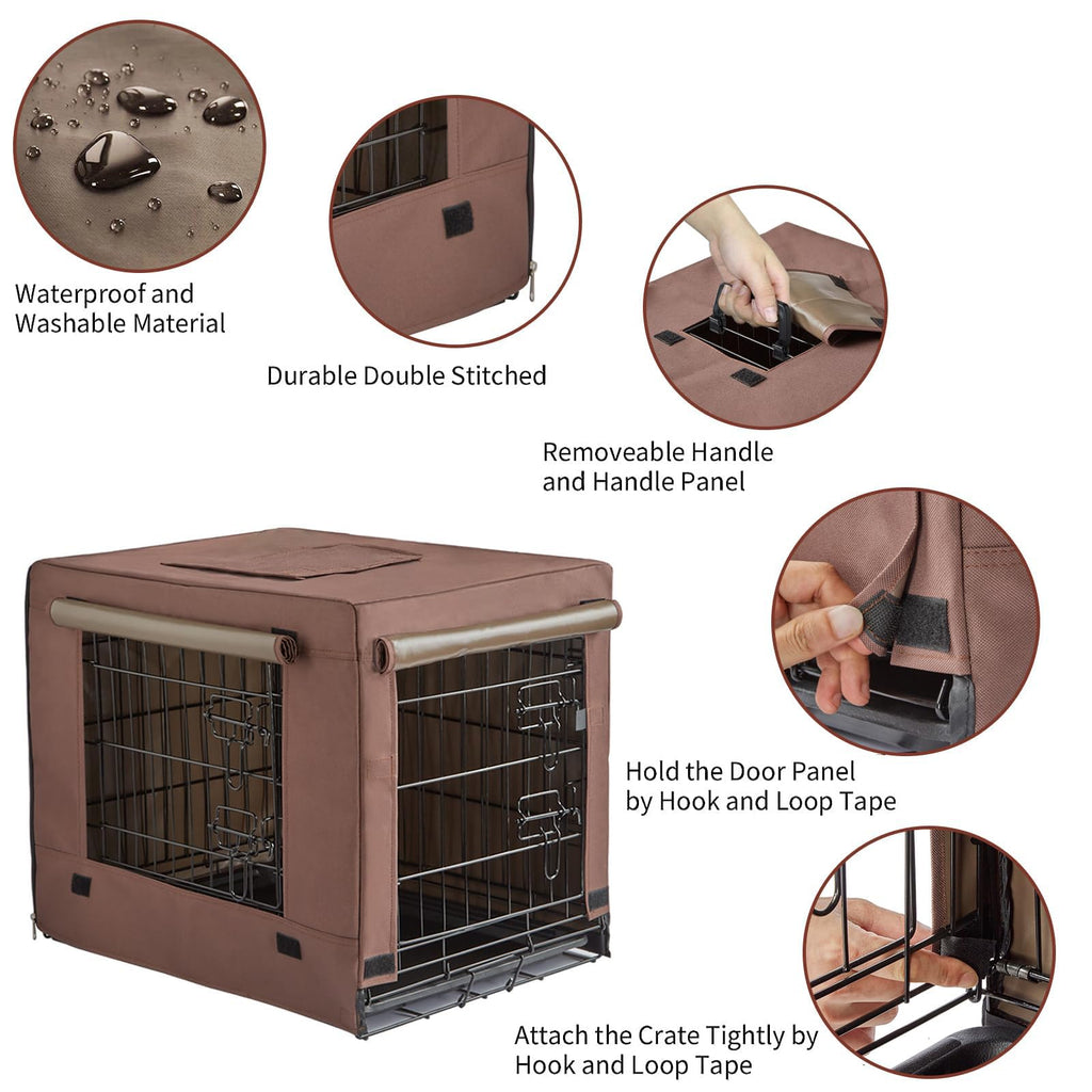 Brown Collapsible Metal Dog Crate Z232505