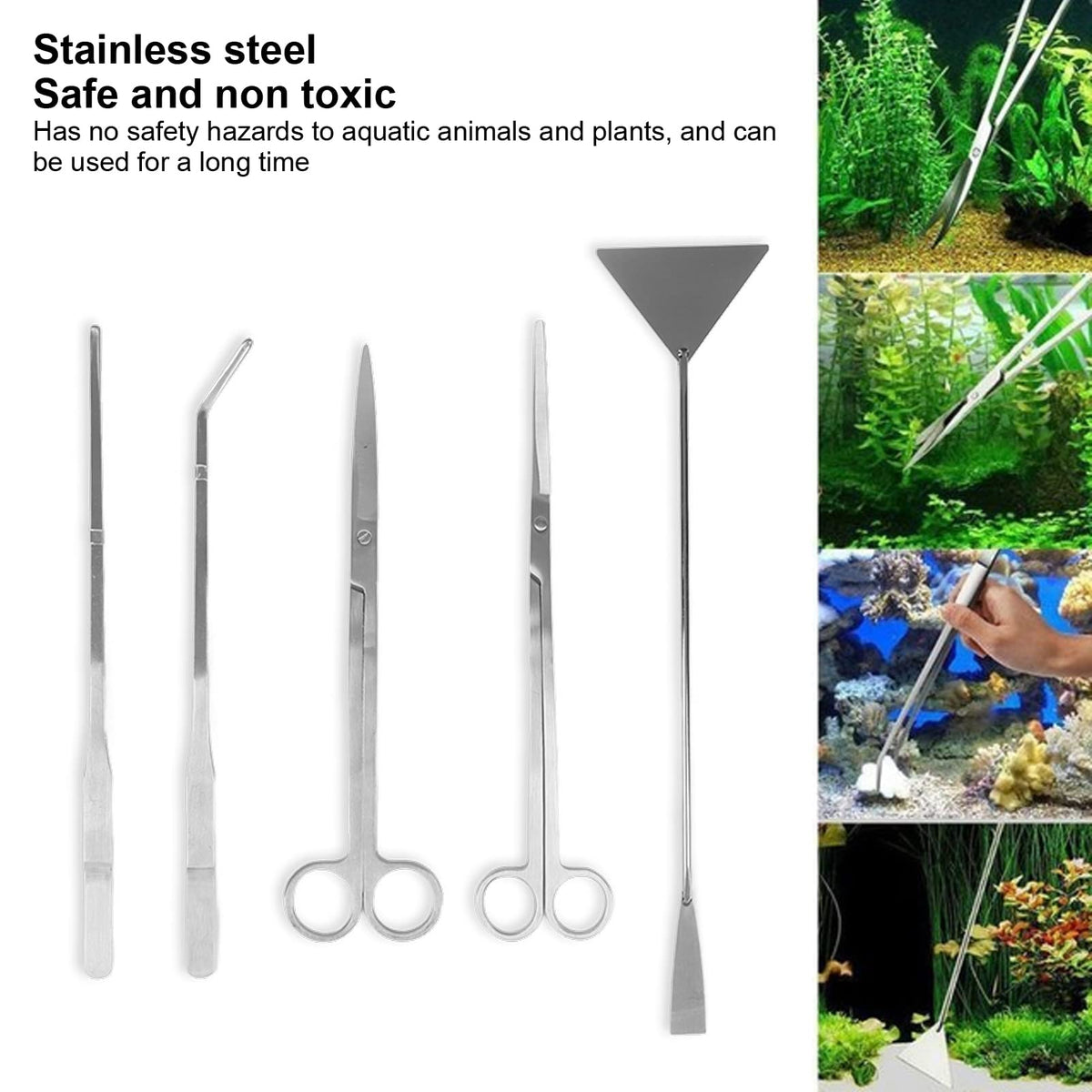 Stainless Steel 5 in 1 Aquarium Plant Tools Set E4956