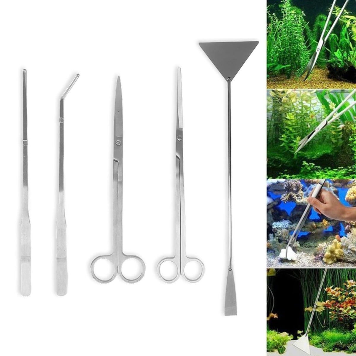 Stainless Steel 5 in 1 Aquarium Plant Tools Set E4956