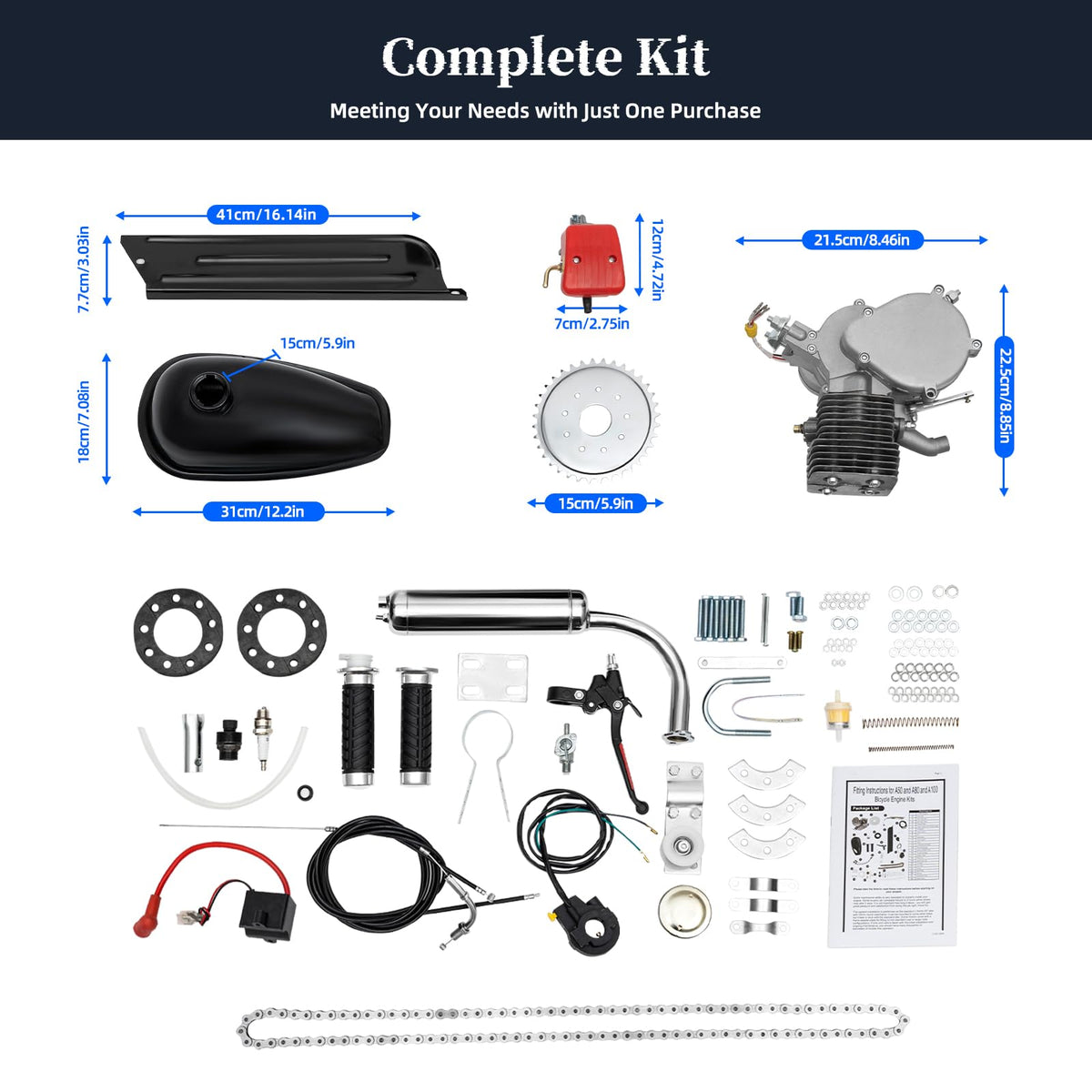 100CC 2-Stroke Gas Bike Conversion Kit with 36 Tooth Sprocket K99058