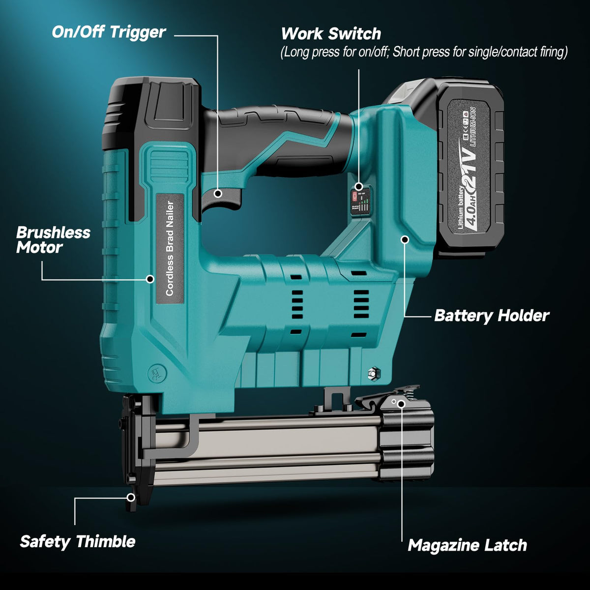 Cordless 18 Gauge 2 in 1 Brad Nailer L2364