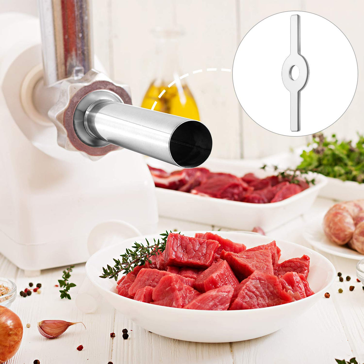 4 Pcs Stainless Steel Sausage Stuffer Tubes Q88991