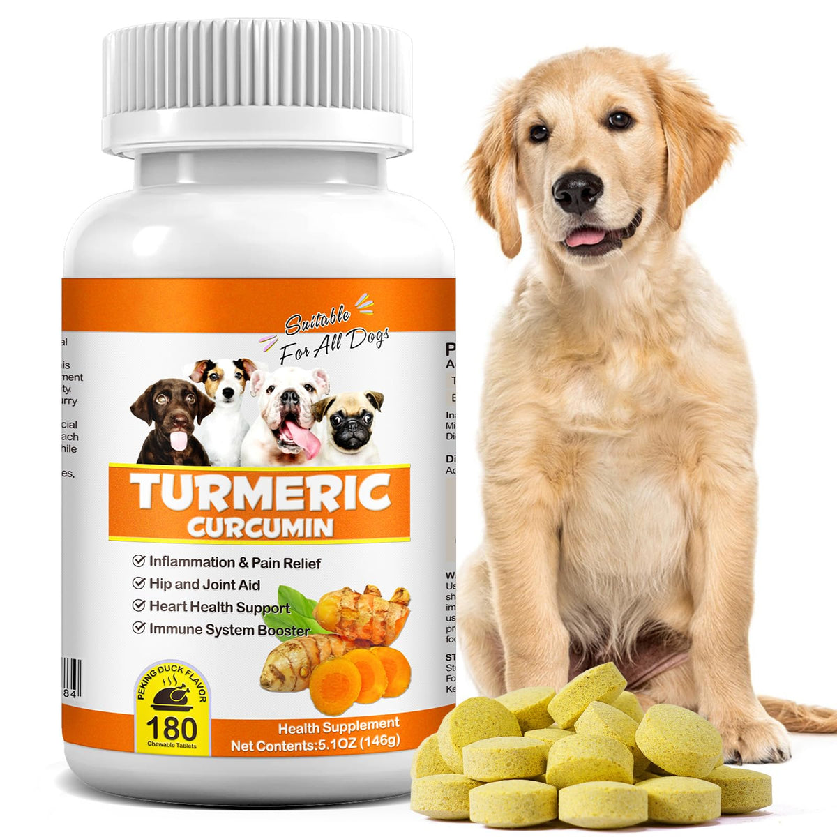 180 Count Turmeric Curcumin Tablets for Dogs W3897