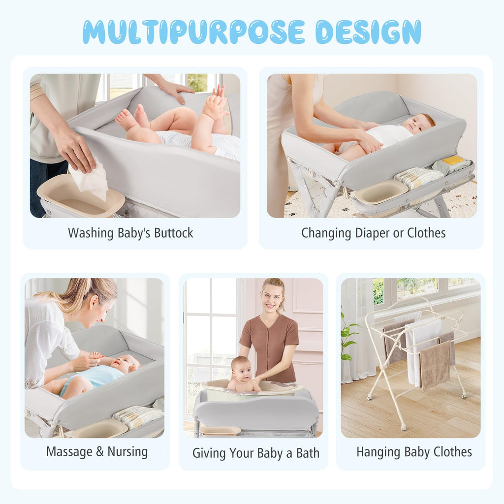 Portable Foldable Baby Changing Table with Wheels S931081