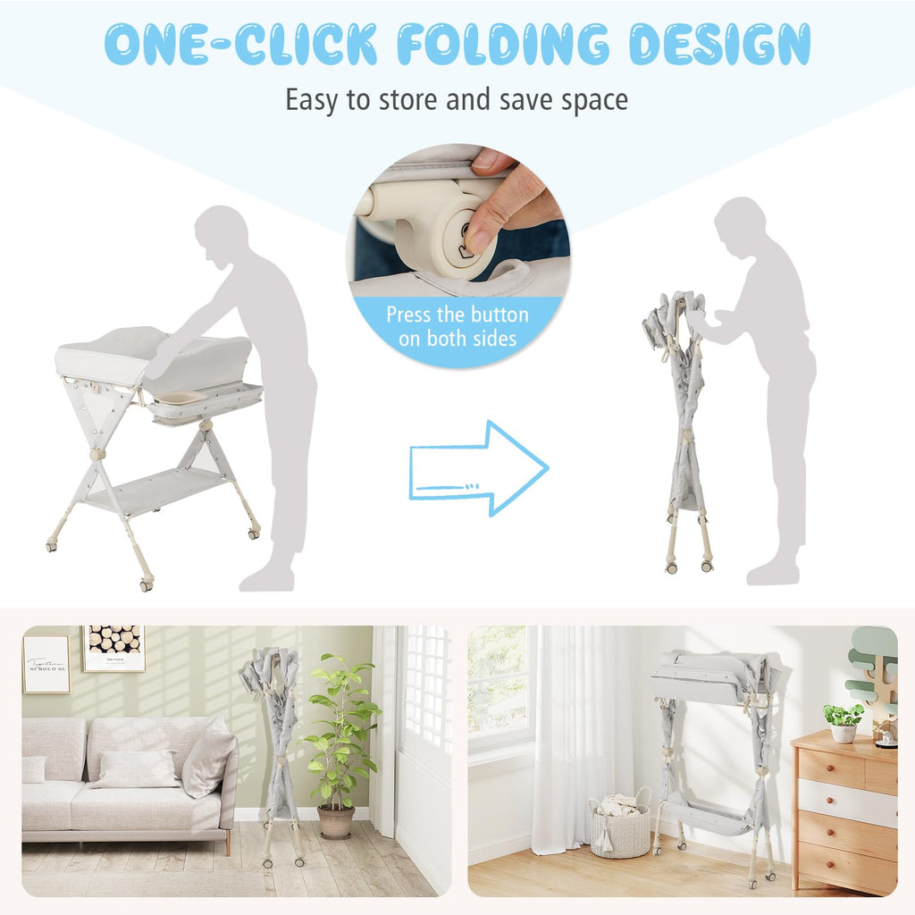 Portable Foldable Baby Changing Table with Wheels S931081
