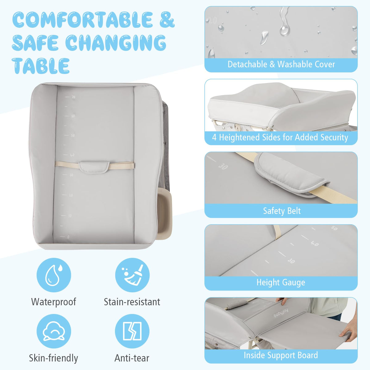 Portable Foldable Baby Changing Table with Wheels S931081