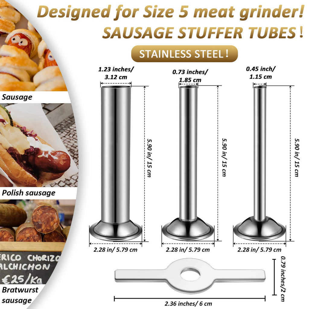 4 Pcs Stainless Steel Sausage Stuffer Tubes Q88991
