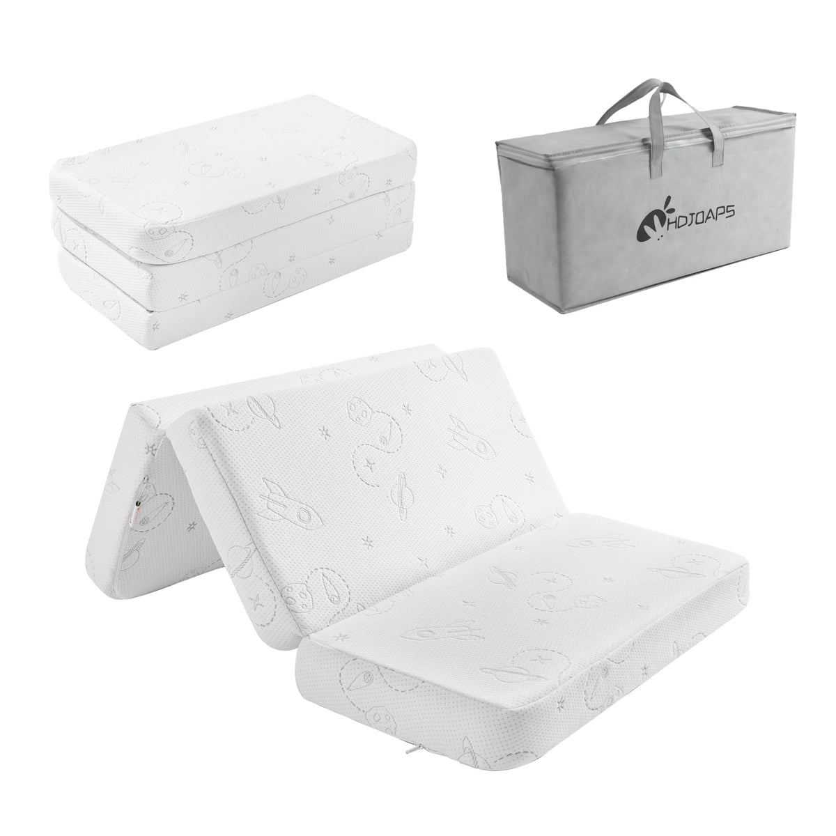 Trifold Pack and Play Mattress 38''x26'' with Washable Cover and Travel Bag I626