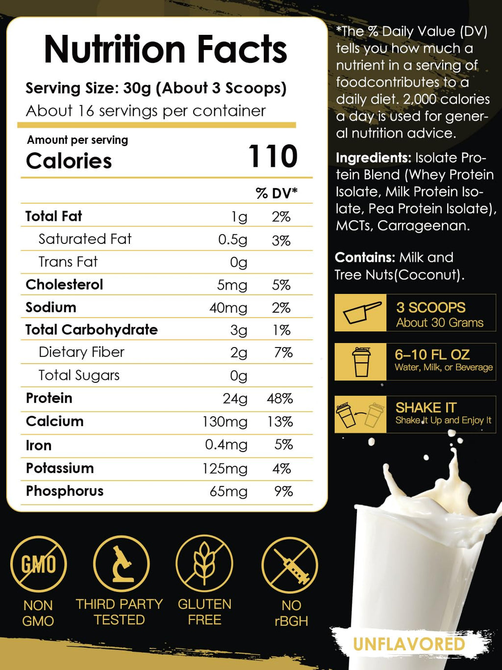 Unflavored Whey & Pea Protein Powder G145