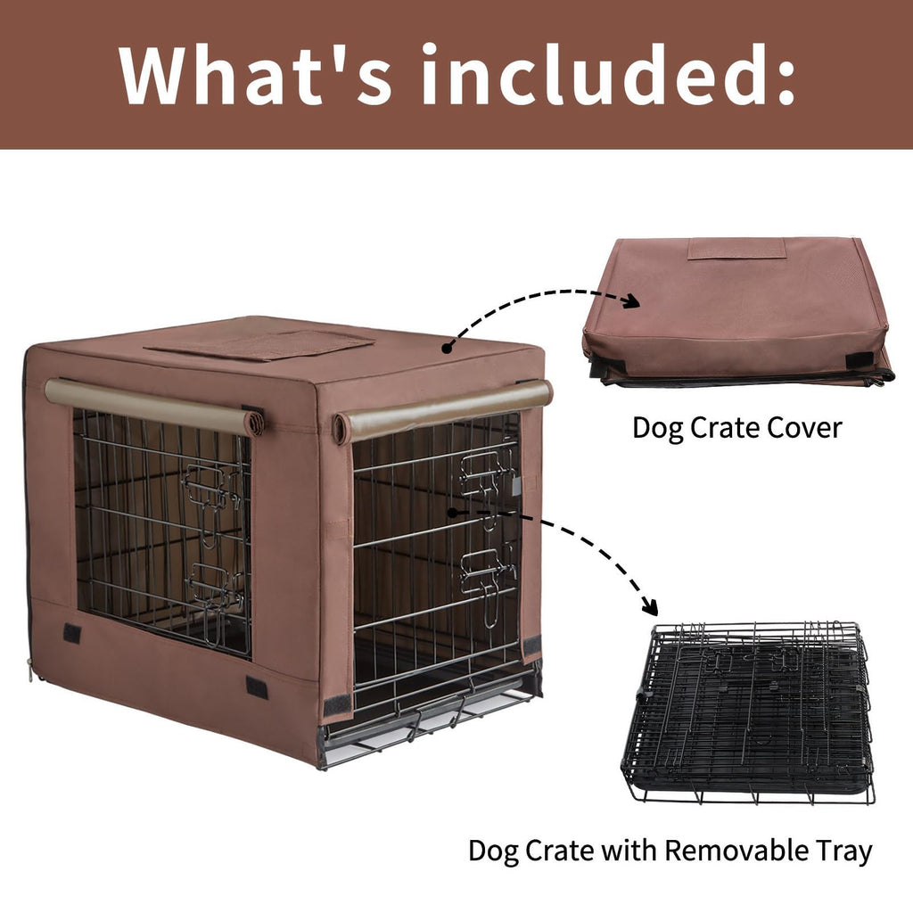 Brown Collapsible Metal Dog Crate Z232505