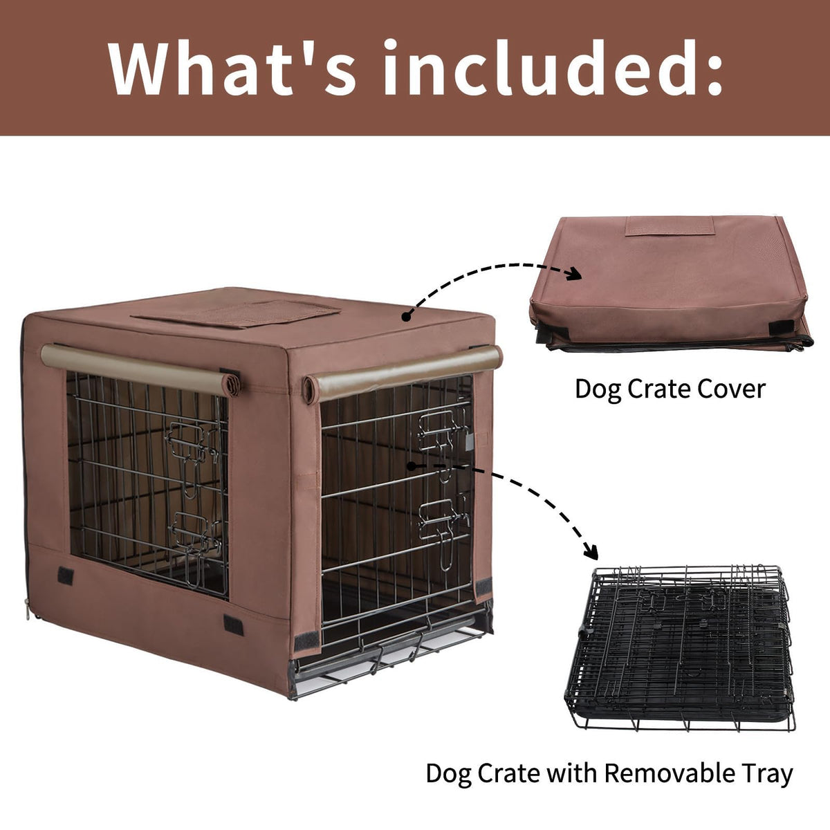 Brown Collapsible Metal Dog Crate Z232505