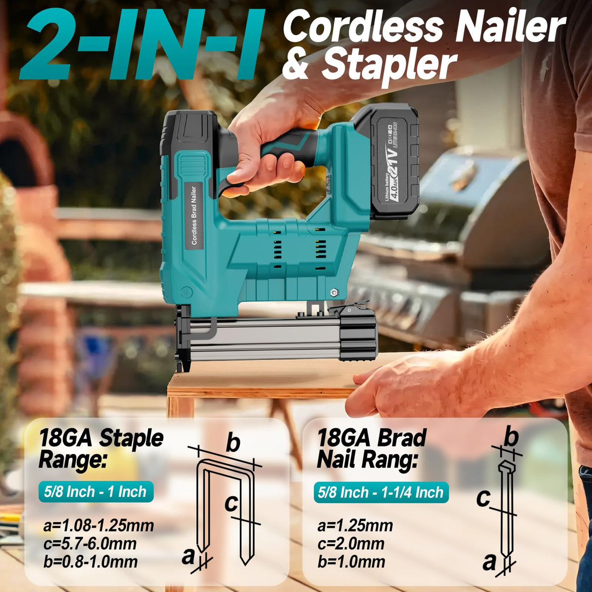 Cordless 18 Gauge 2 in 1 Brad Nailer L2364