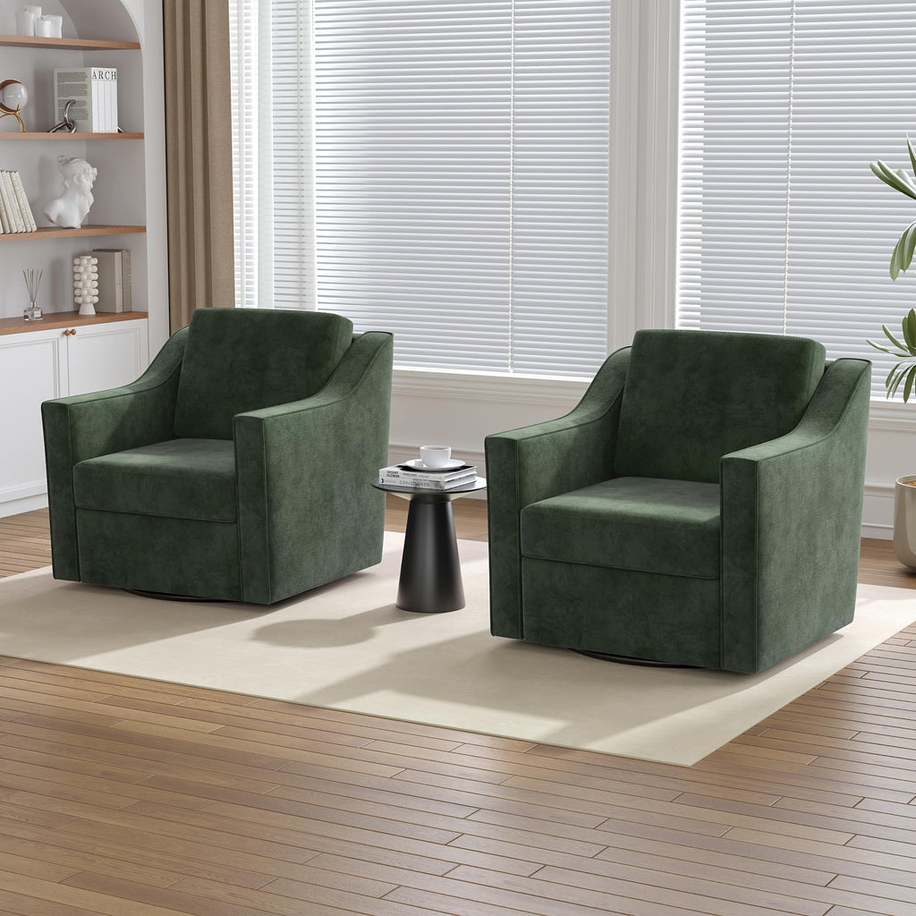 Green Swivel Accent Chairs Set of 2 L778