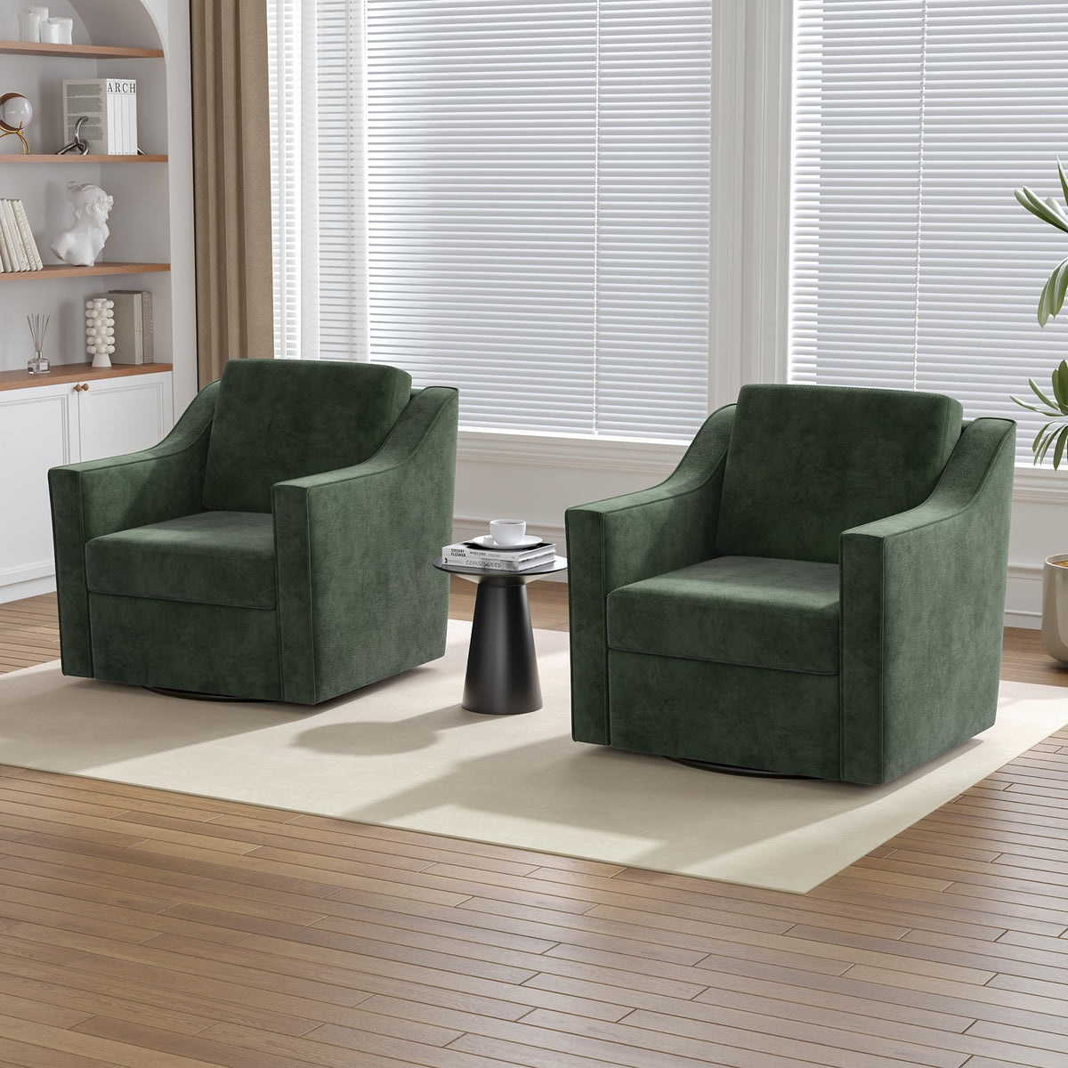 Green Swivel Accent Chairs Set of 2 L778
