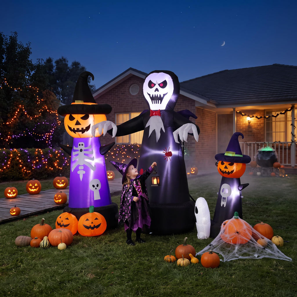 9FT Halloween Inflatable Grim Reaper with Built-in LED Light A803412
