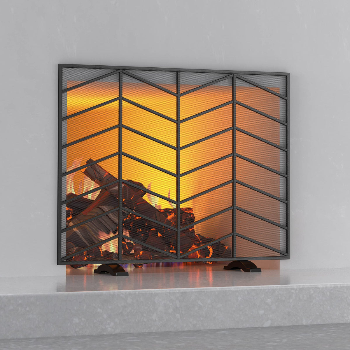 Iron Chevron Fireplace Screen Y584