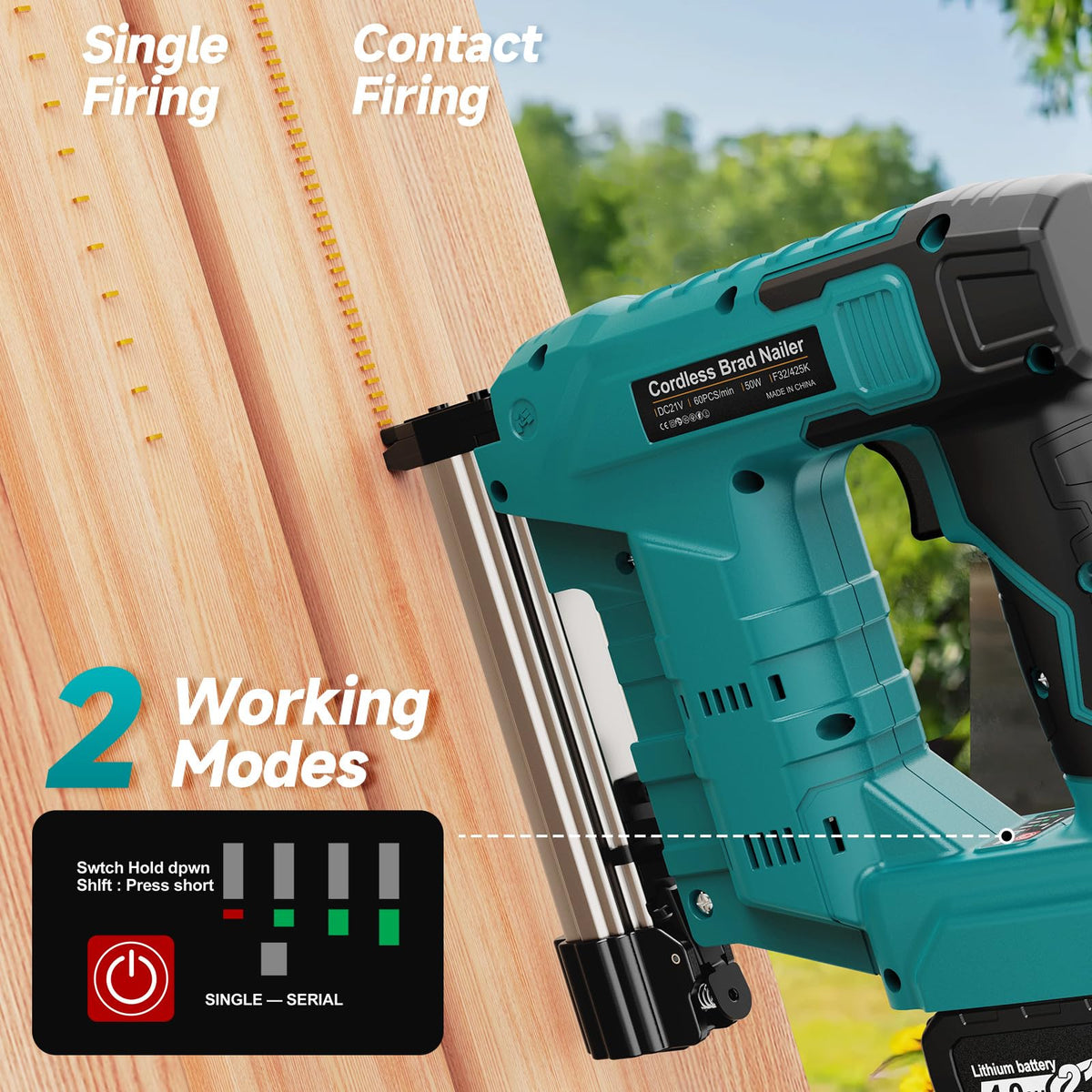 Cordless 18 Gauge 2 in 1 Brad Nailer L2364