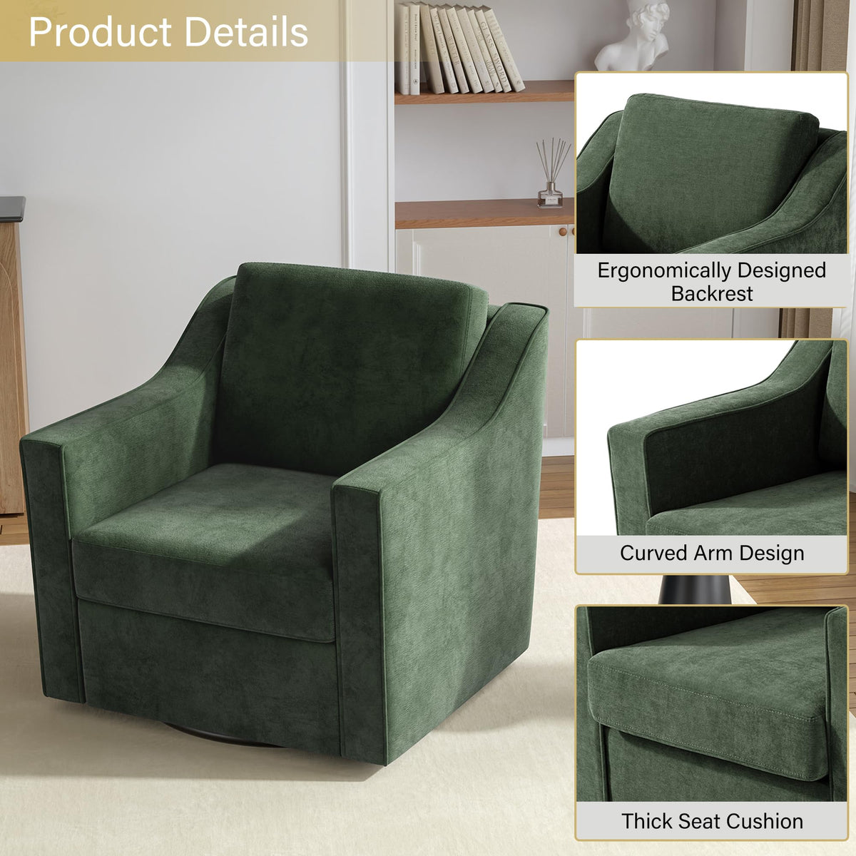 Green Swivel Accent Chairs Set of 2 L778
