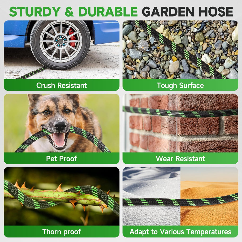 100ft Flexible Non-Expandable Garden Hose with 3/4" Brass Fittings H279