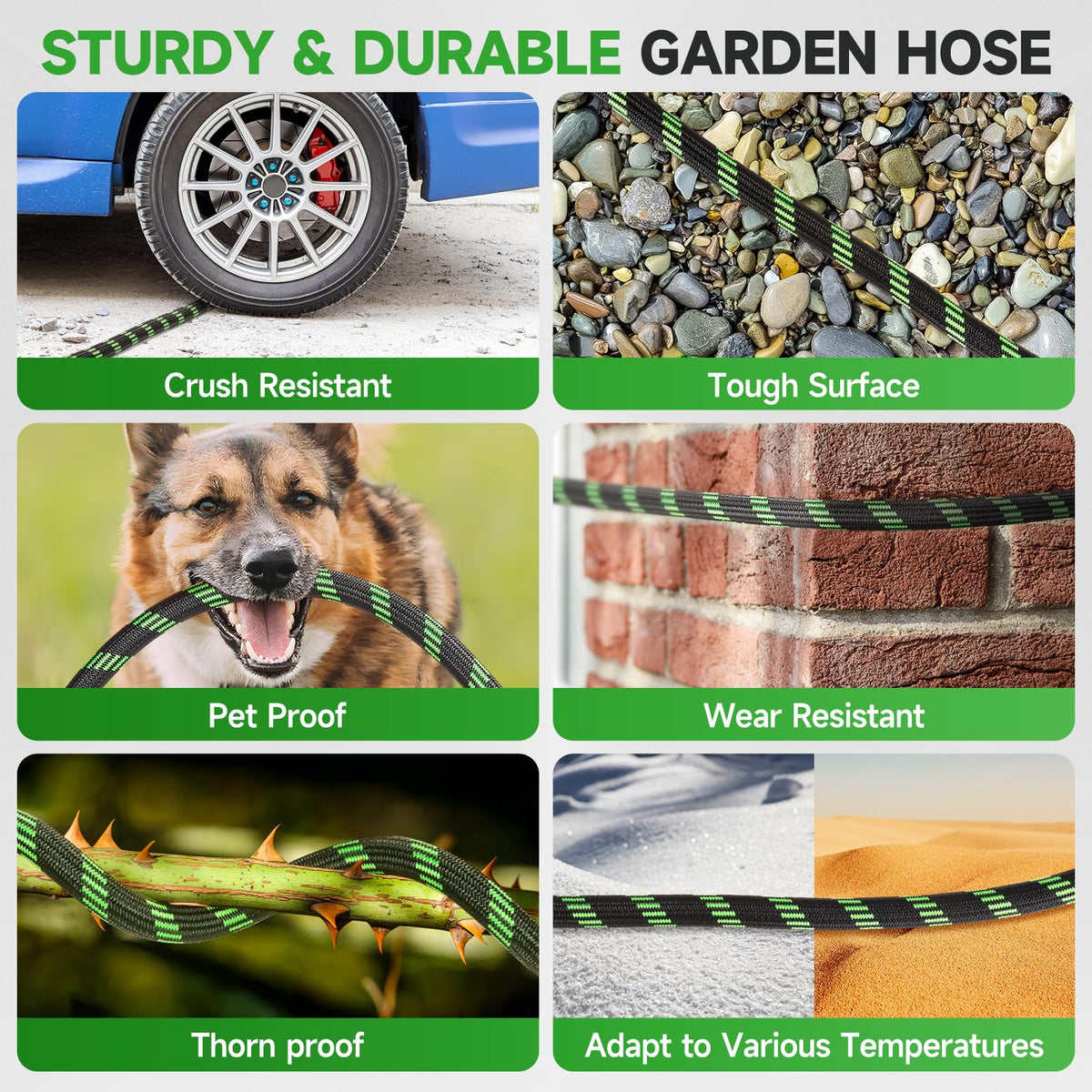 100ft Flexible Non-Expandable Garden Hose with 3/4" Brass Fittings H279