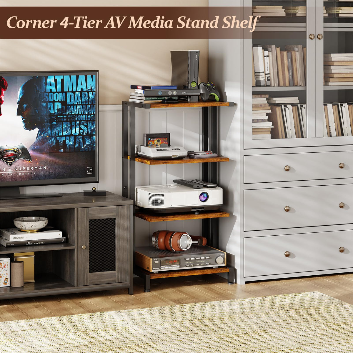 4-Tier Wooden AV Media Stand H9145