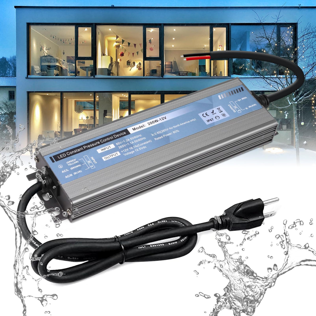 200 Watts 12V DC Waterproof IP67 LED Power Supply X881464