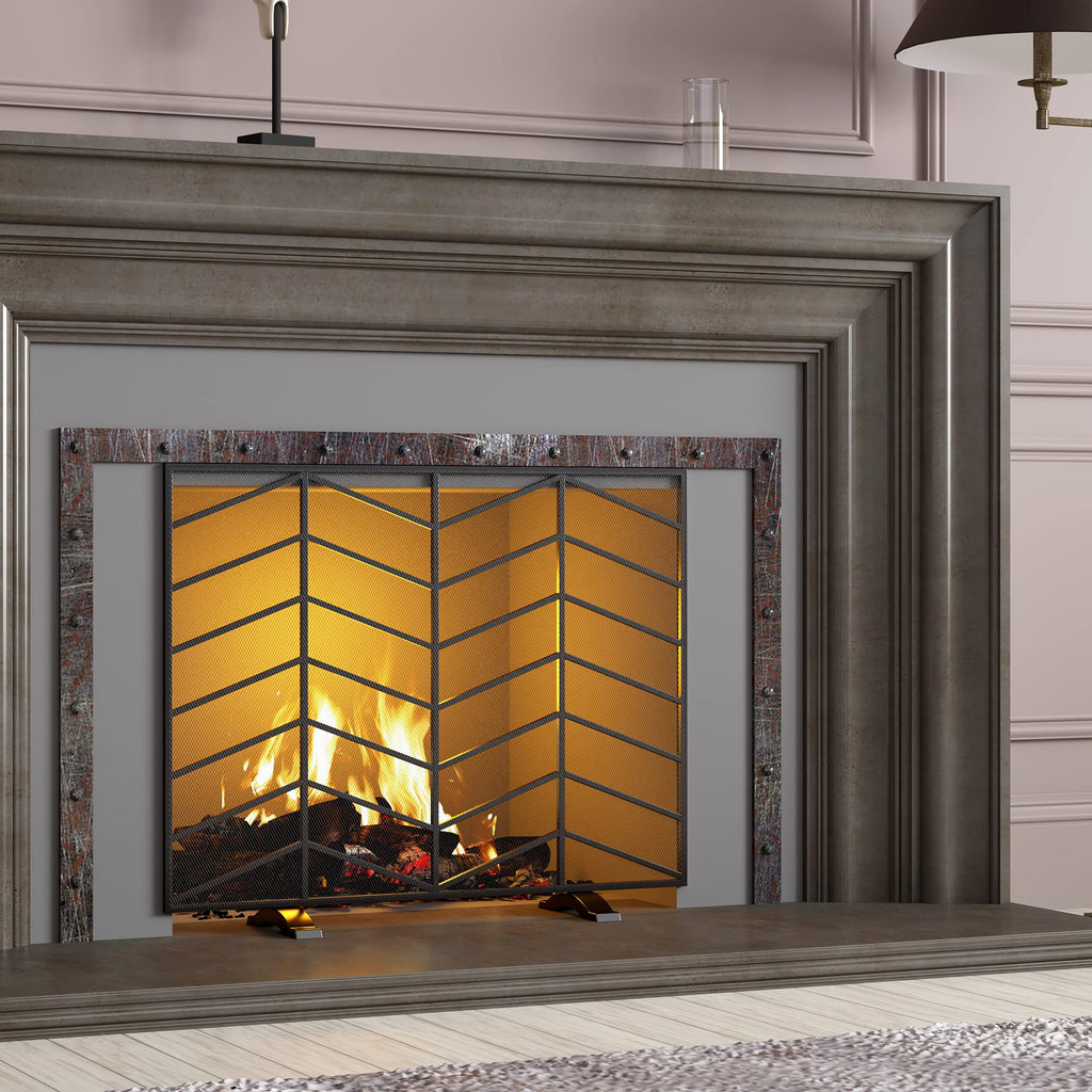Iron Chevron Fireplace Screen Y584