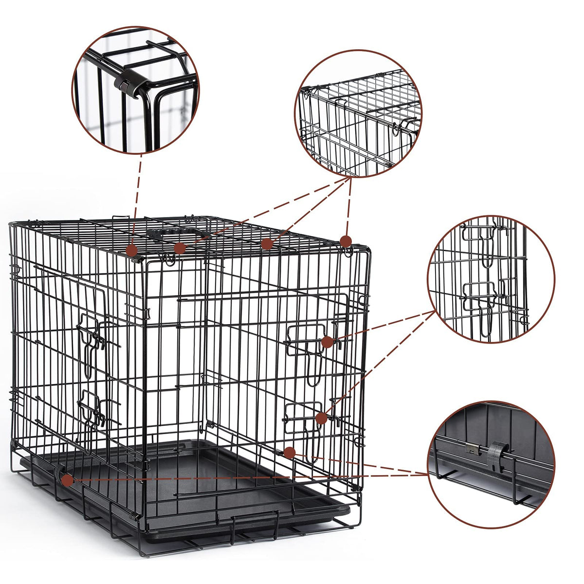 Brown Collapsible Metal Dog Crate Z232505