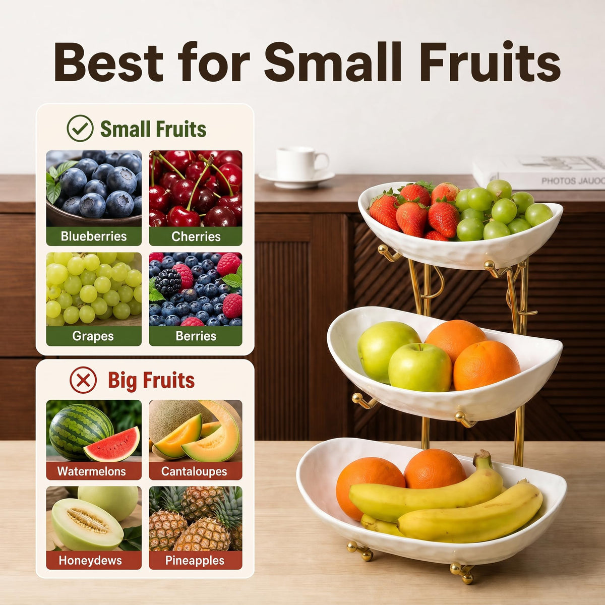 3 Tier Ceramic Fruit Bowl Stand J927208