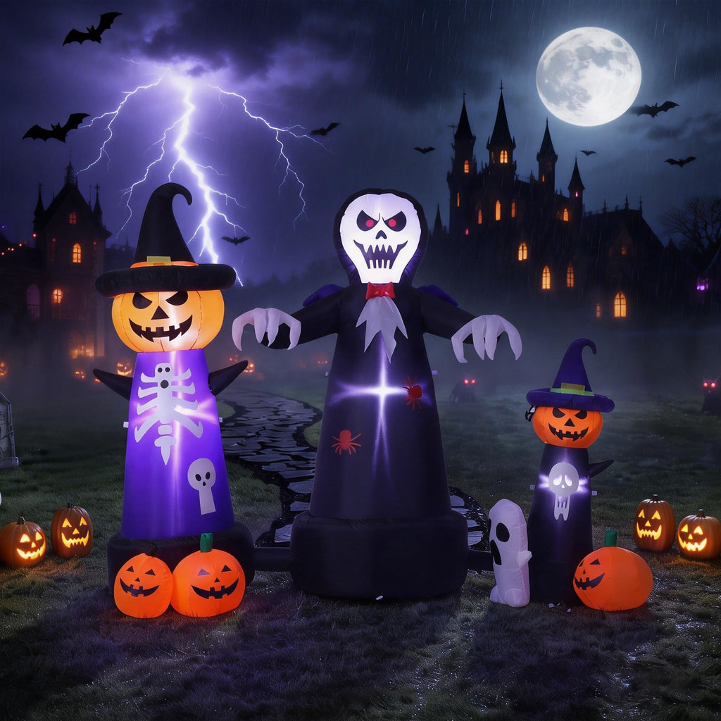 9FT Halloween Inflatable Grim Reaper with Built-in LED Light A803412