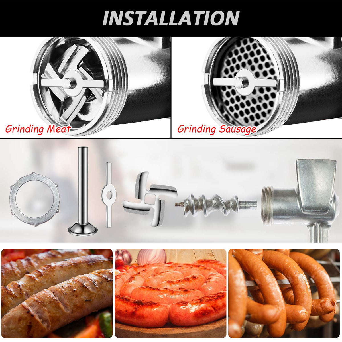 4 Pcs Stainless Steel Sausage Stuffer Tubes Q88991