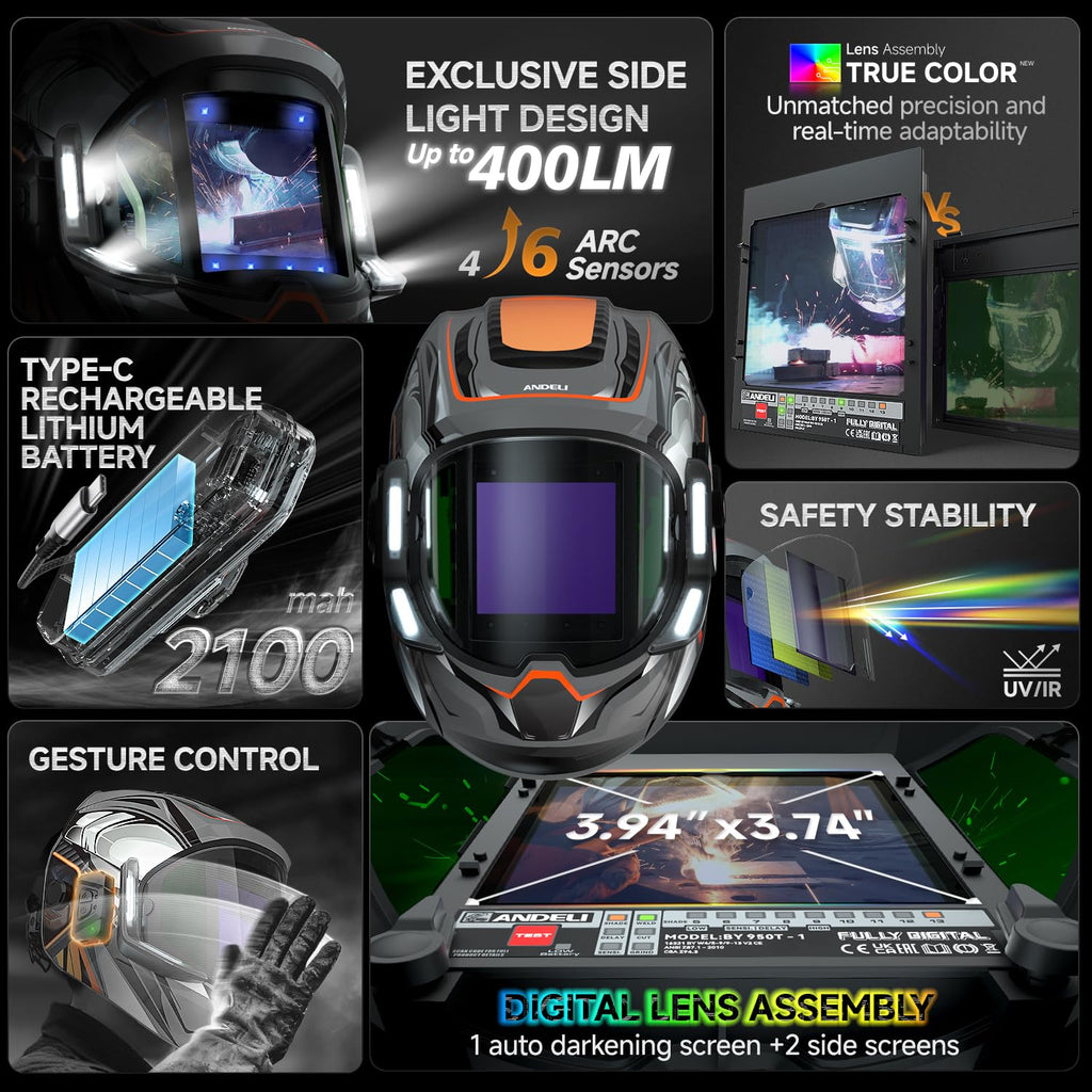 Auto Darkening Welding Helmet with Light J62597