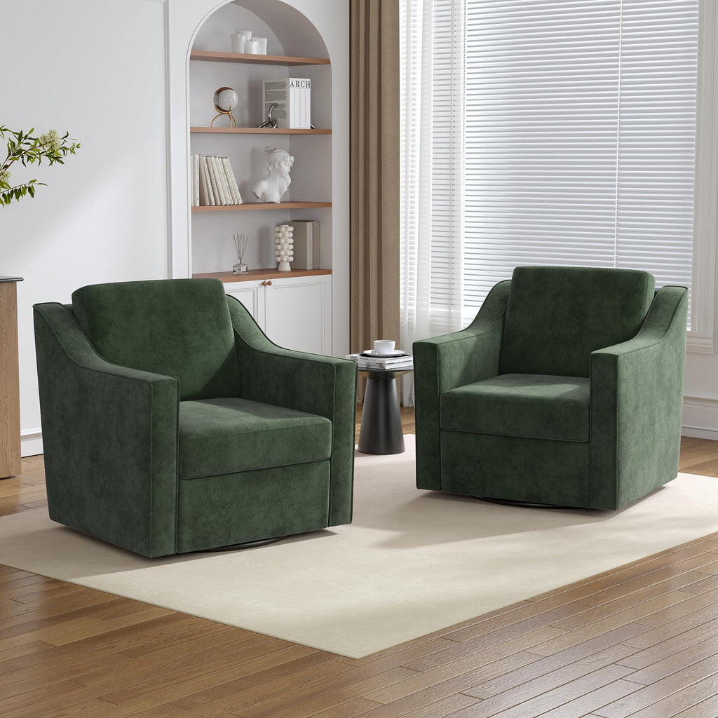 Green Swivel Accent Chairs Set of 2 L778