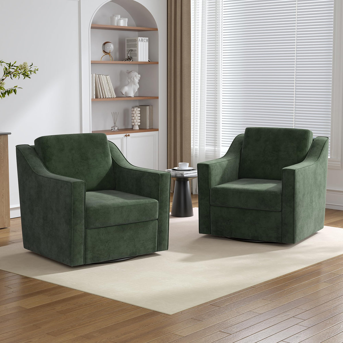 Green Swivel Accent Chairs Set of 2 L778