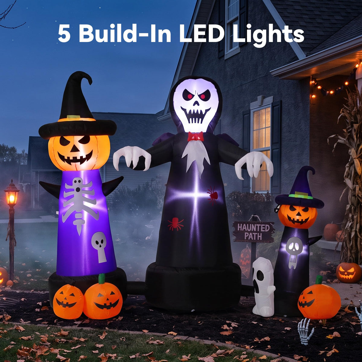 9FT Halloween Inflatable Grim Reaper with Built-in LED Light A803412