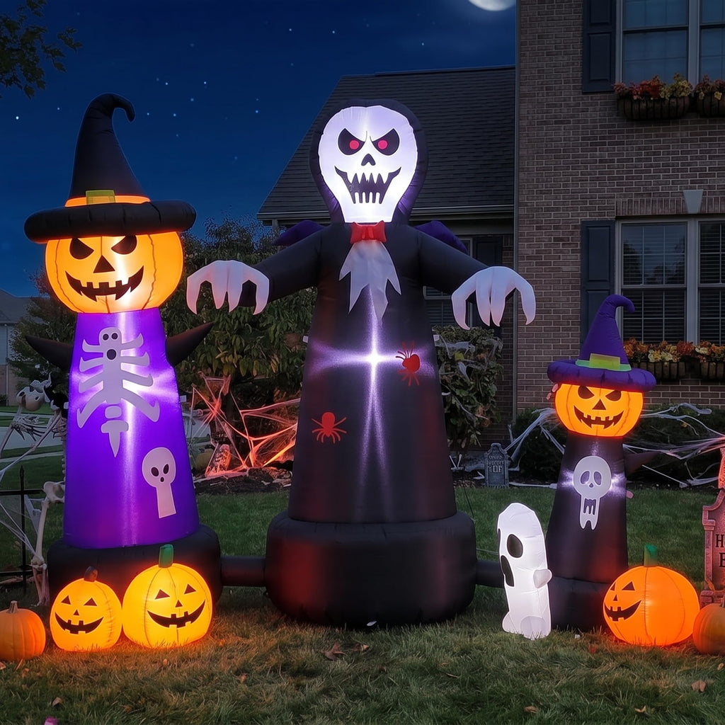 9FT Halloween Inflatable Grim Reaper with Built-in LED Light A803412