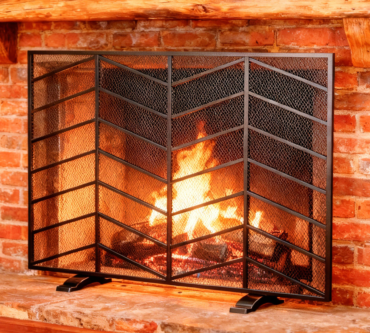 Iron Chevron Fireplace Screen Y584