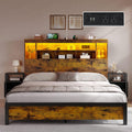 Queen Size Bed Frame with Storage Bookcase Headboard S62487