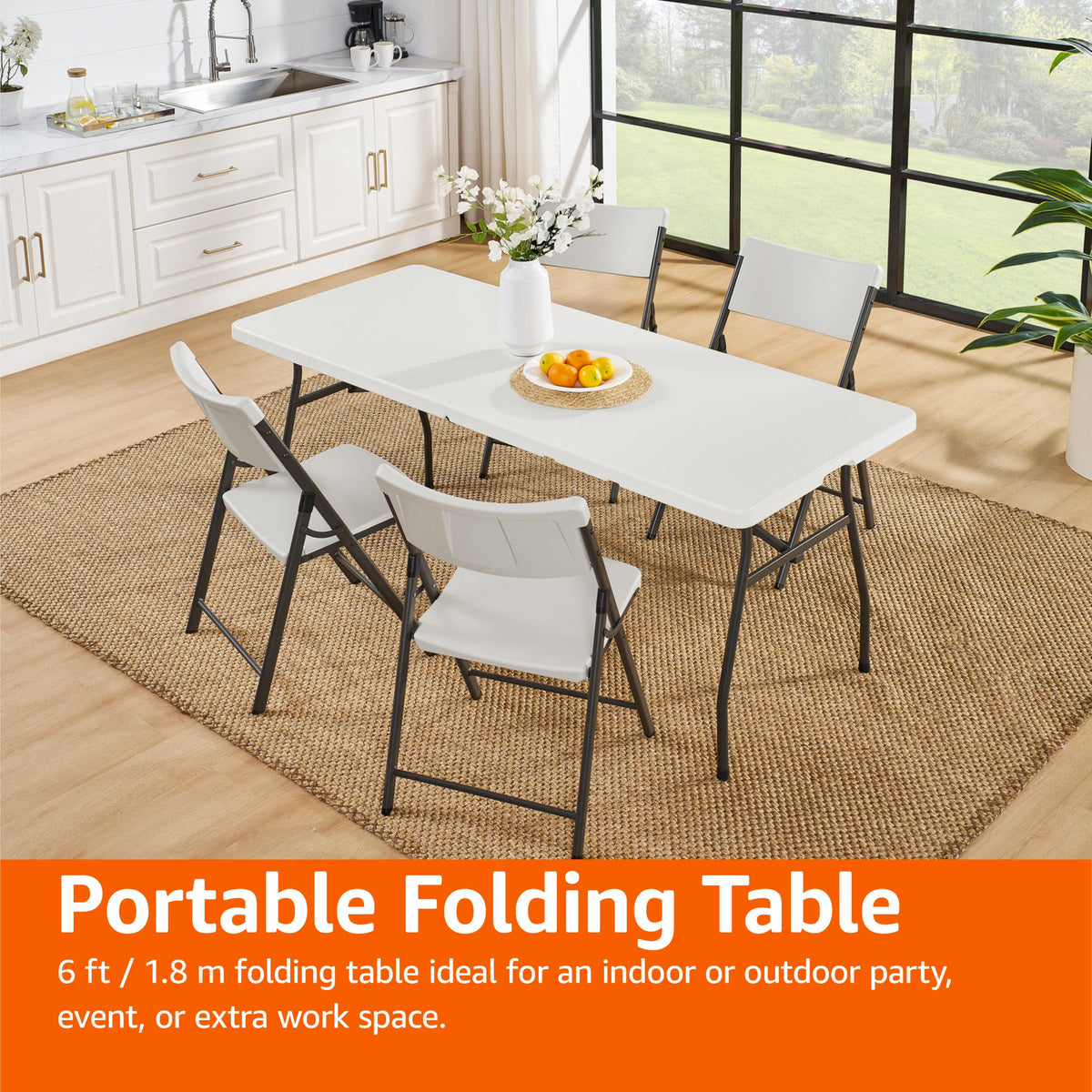 Heavy Duty Portable Folding Table, 6 ft, White P150851
